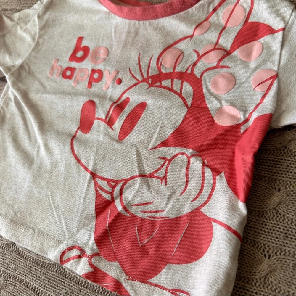 EUC Minnie Mouse Baby Girl Outfit Set, Coral Be Happy, 18 Months